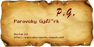 Parovsky Györk névjegykártya